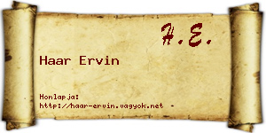 Haar Ervin névjegykártya